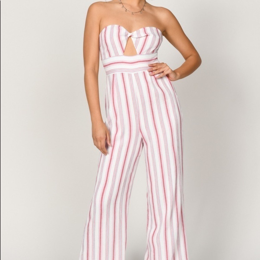 TOBI Carie Stripe Strapless Jumpsuit S/P